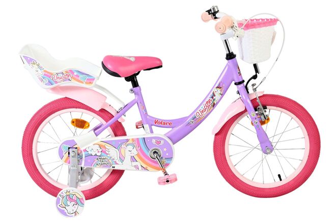 Volare | Meisjes Kinderfiets Unicorn, 16 inch, Paars
