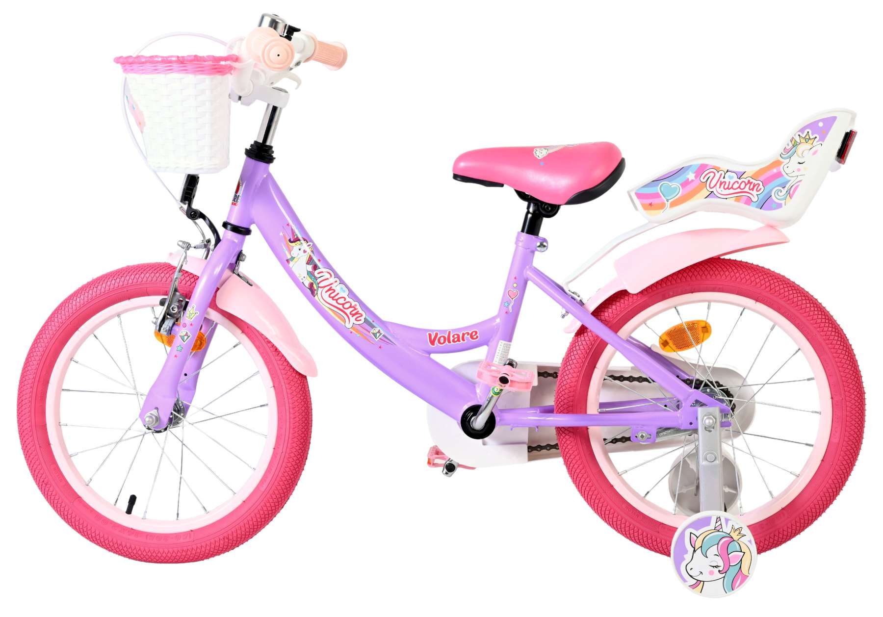 Volare | Meisjes Kinderfiets Unicorn, 16 inch, Paars - Afbeelding 7