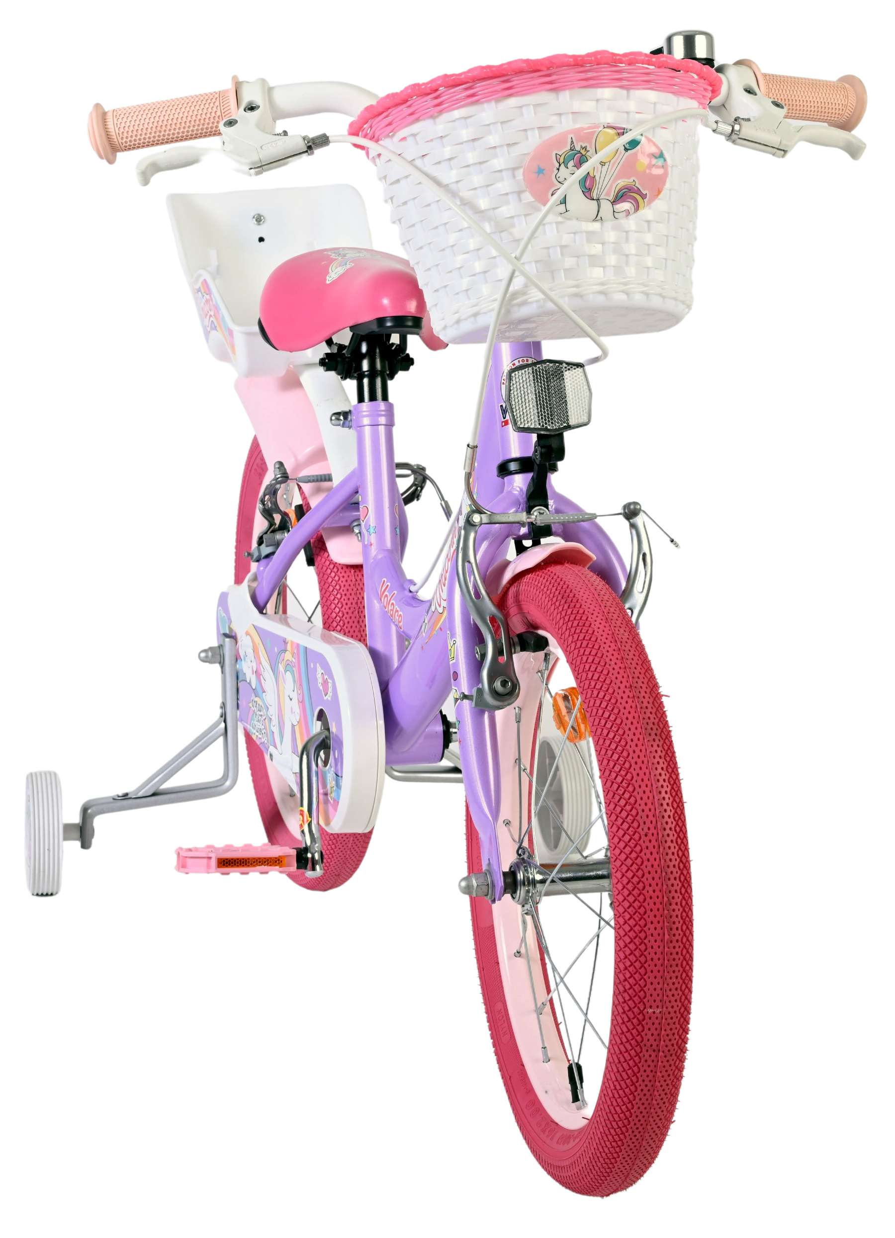 Volare | Meisjes Kinderfiets Unicorn, 16 inch, Paars, Twee Handremmen - Afbeelding 5