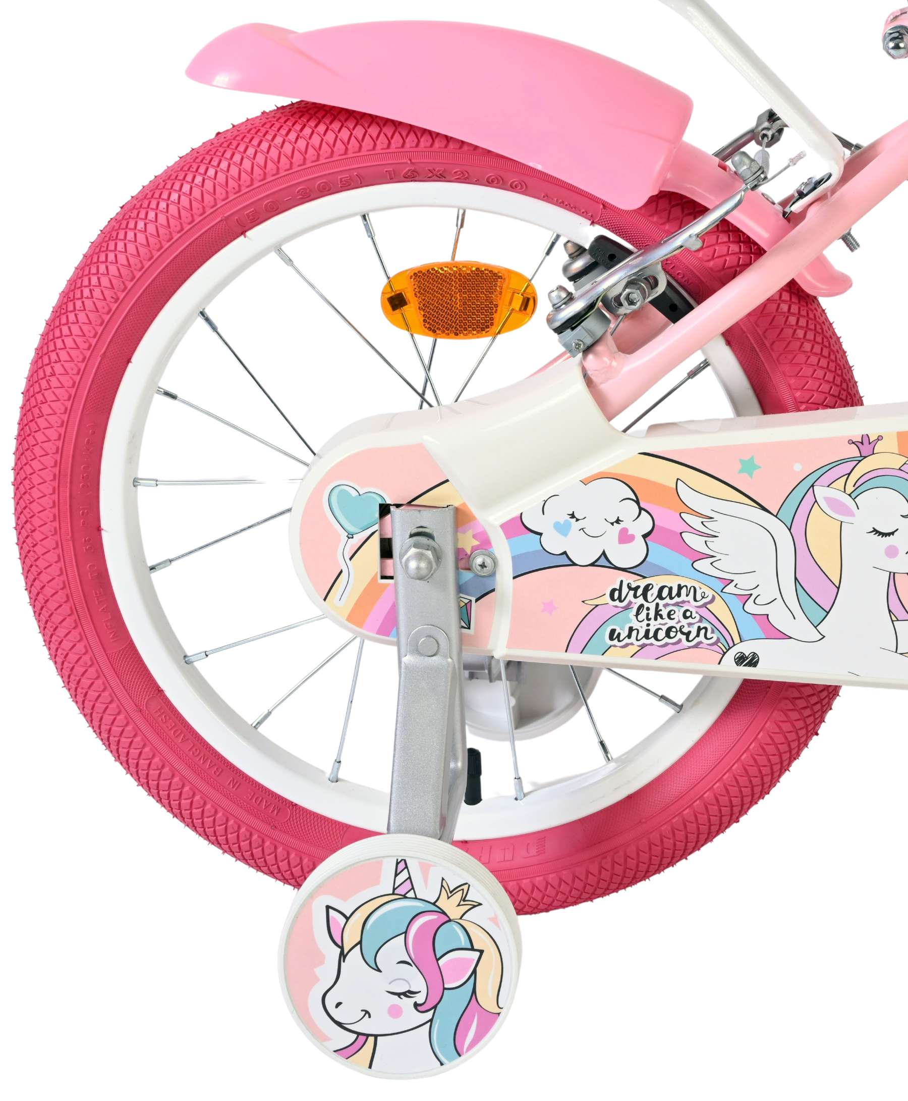 Volare | Meisjes Kinderfiets Unicorn, 16 inch, Roze, Twee Handremmen - Afbeelding 2