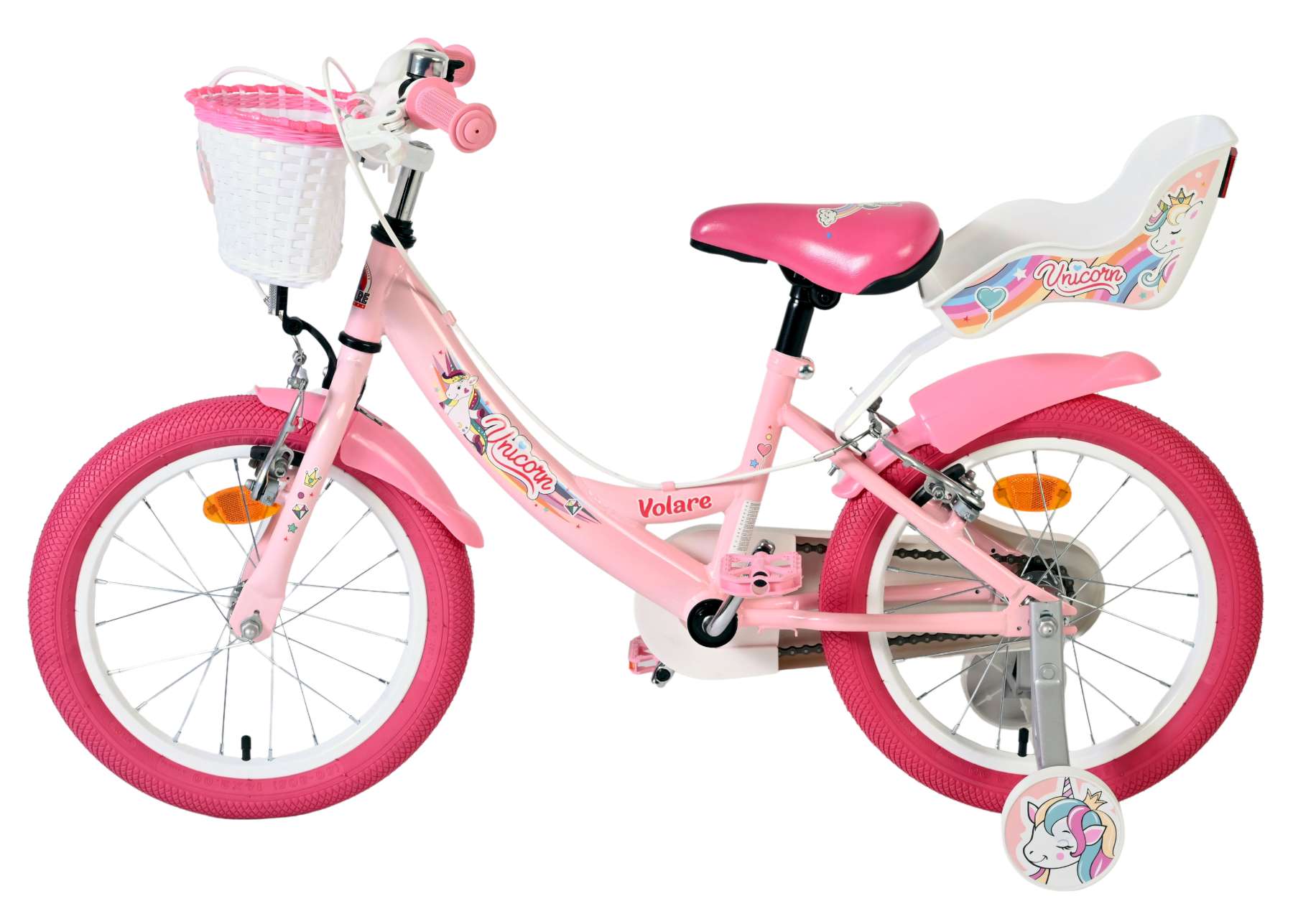 Volare | Meisjes Kinderfiets Unicorn, 16 inch, Roze, Twee Handremmen - Afbeelding 7