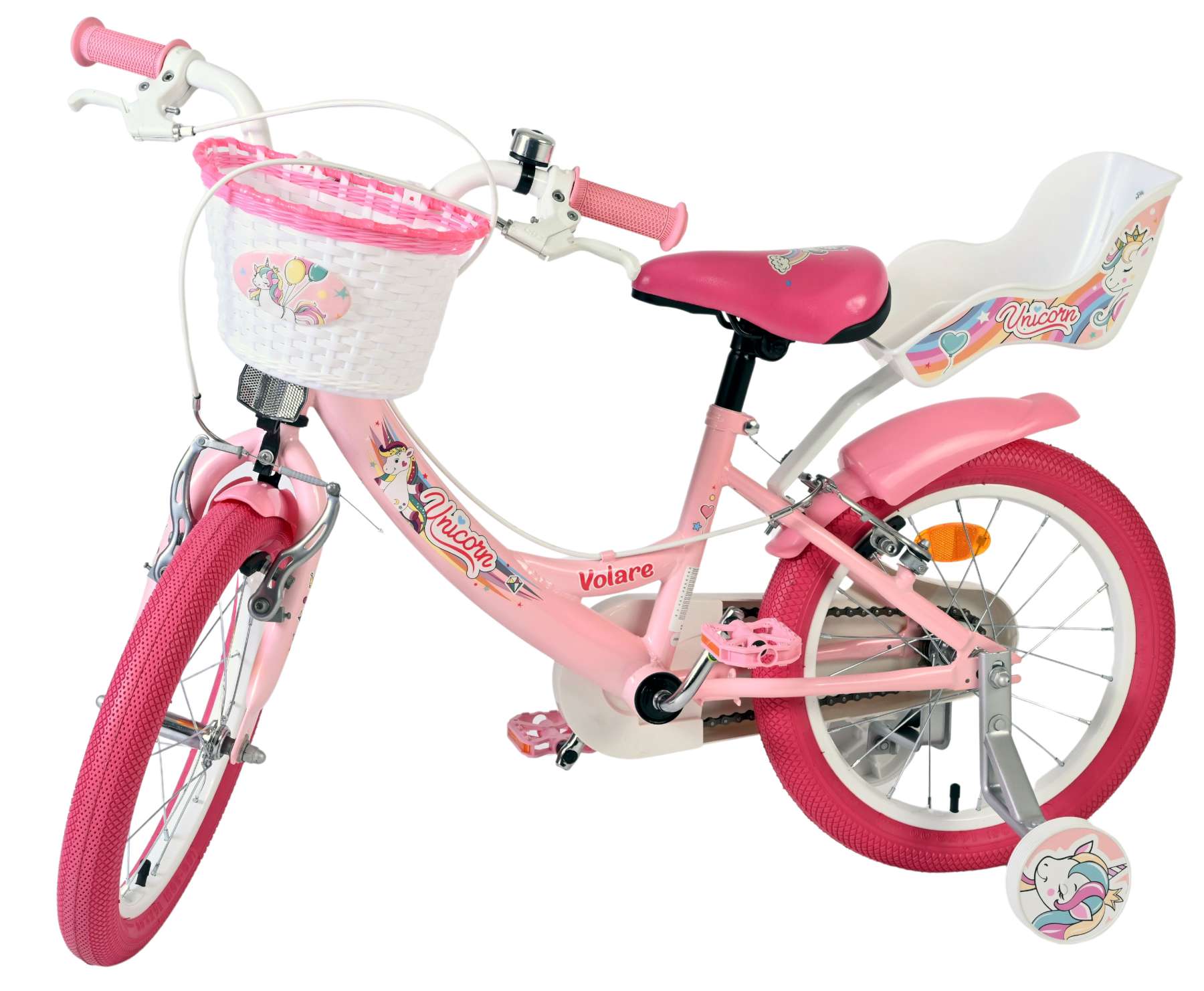 Volare | Meisjes Kinderfiets Unicorn, 16 inch, Roze, Twee Handremmen - Afbeelding 8