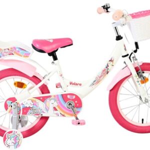 Volare | Meisjes Kinderfiets Unicorn, 16 inch, Wit