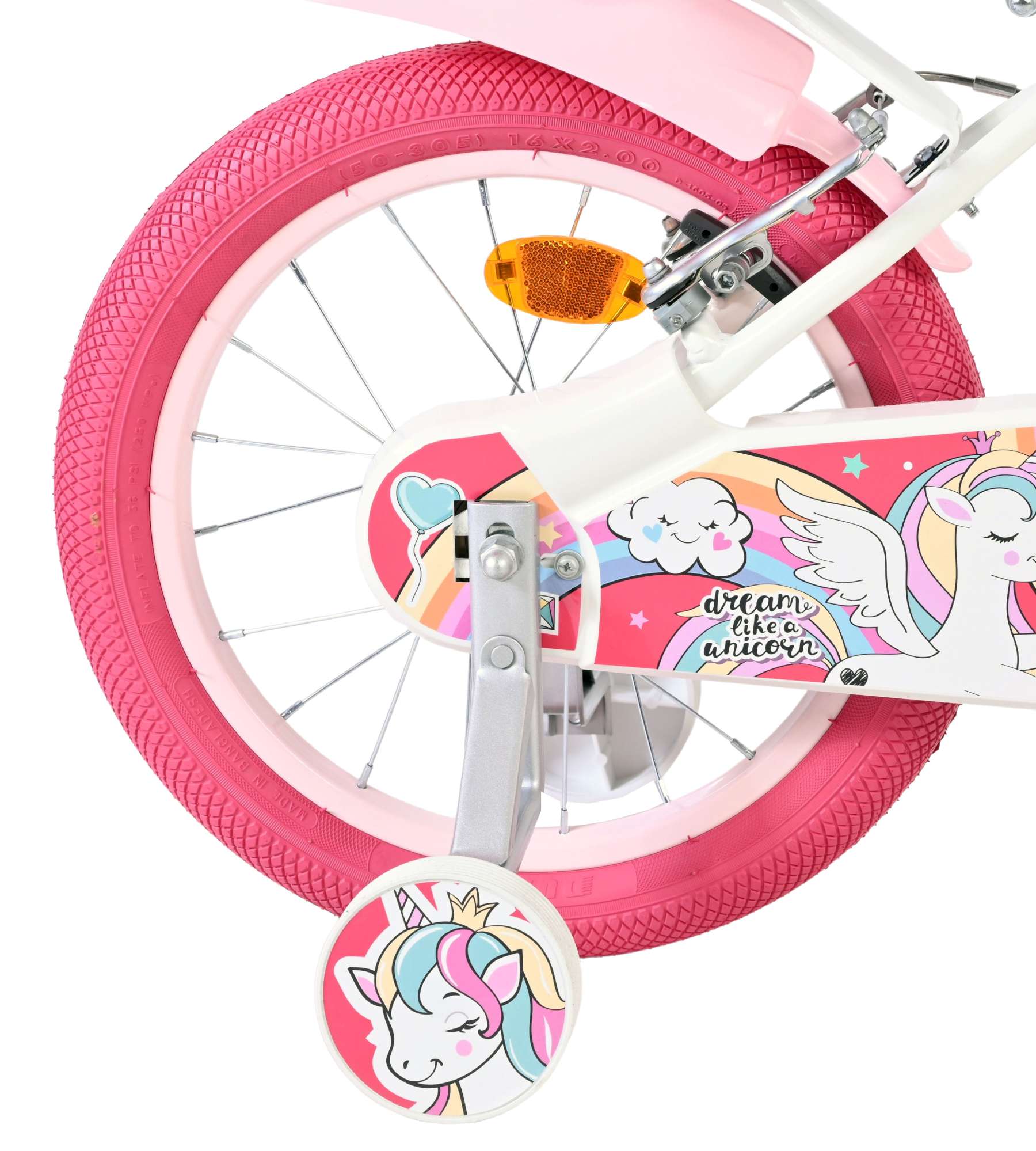 Volare | Meisjes Kinderfiets Unicorn, 16 inch, Wit, Twee Handremmen - Afbeelding 2