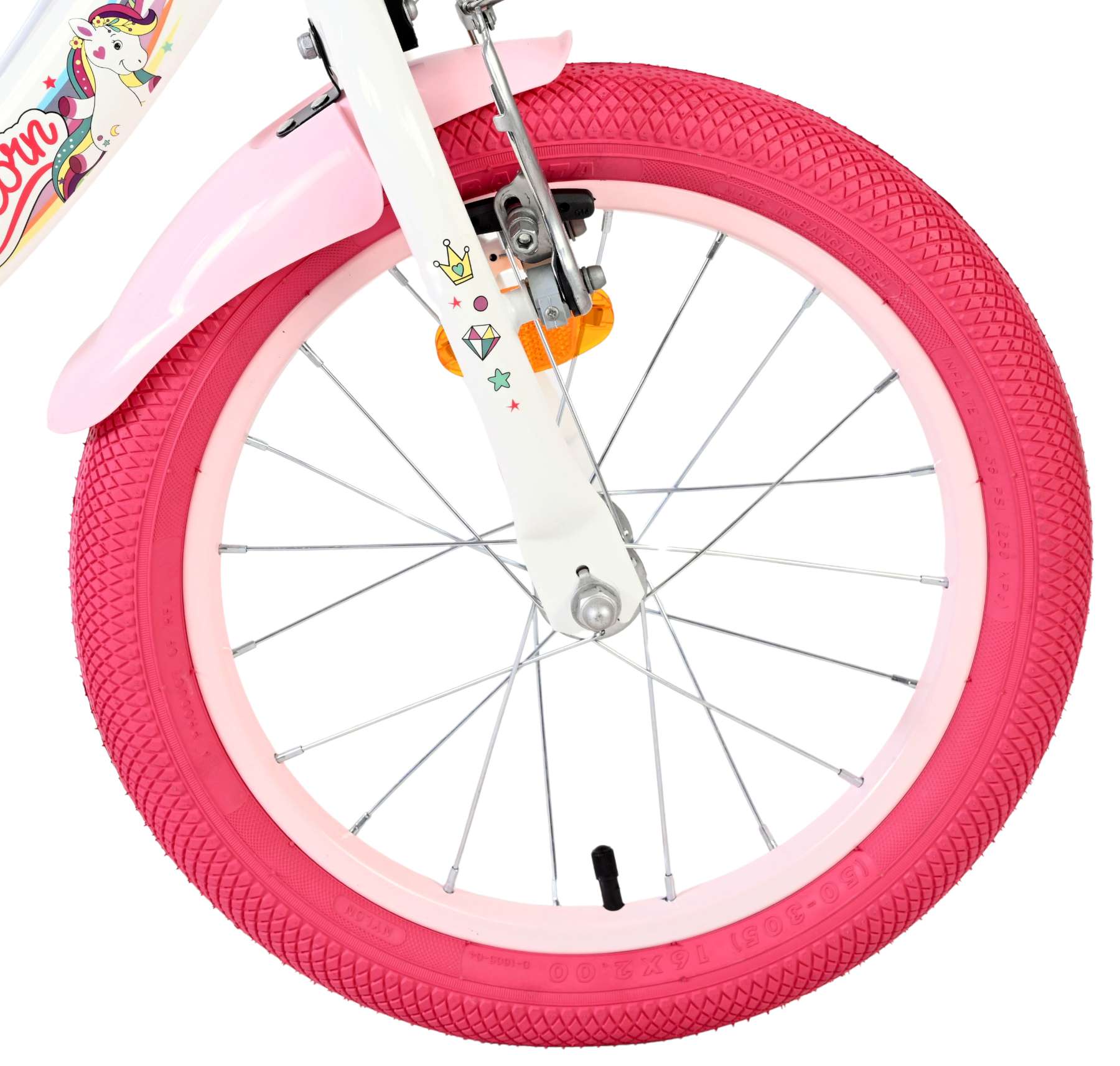 Volare | Meisjes Kinderfiets Unicorn, 16 inch, Wit, Twee Handremmen - Afbeelding 3