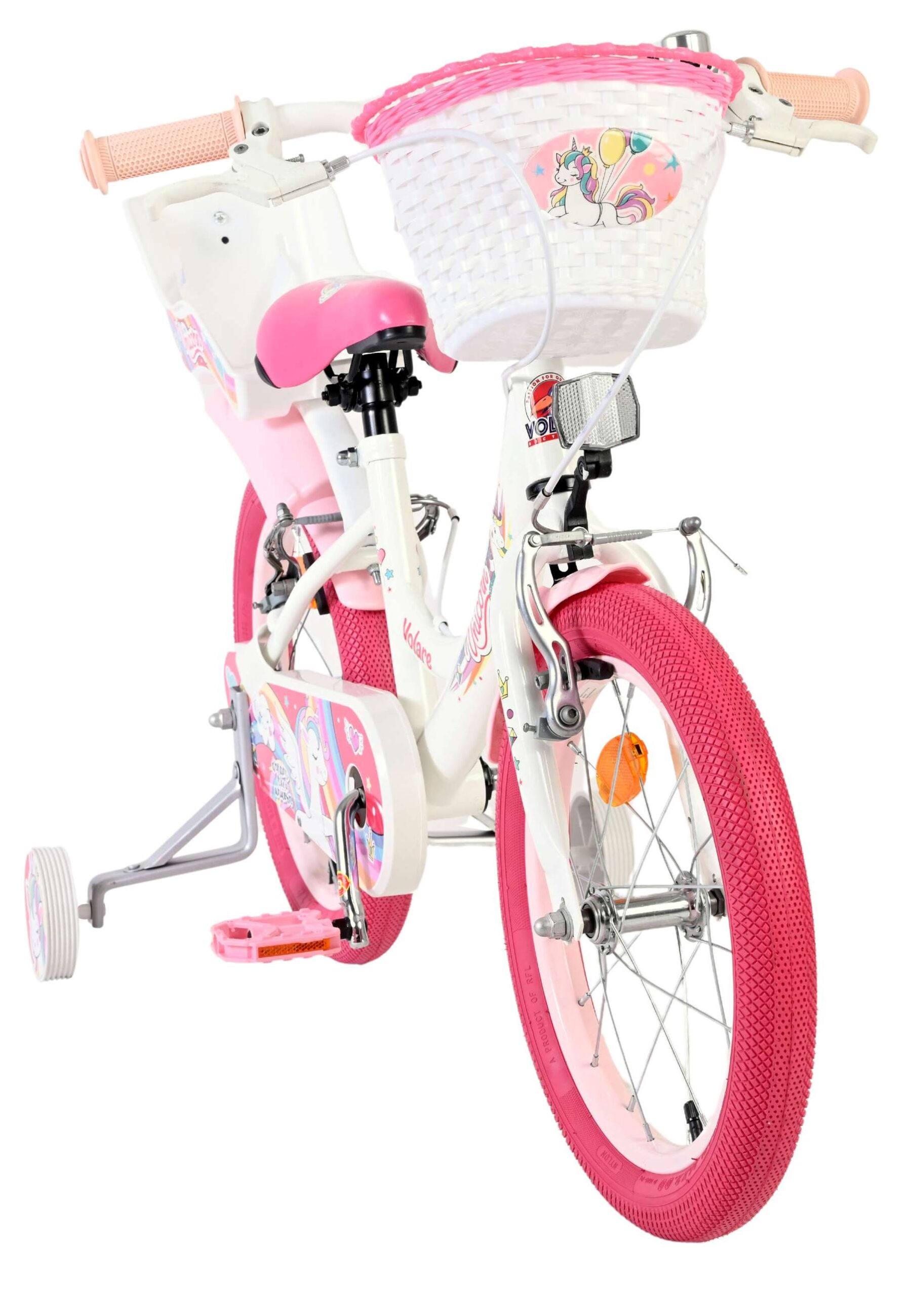 Volare | Meisjes Kinderfiets Unicorn, 16 inch, Wit, Twee Handremmen - Afbeelding 5