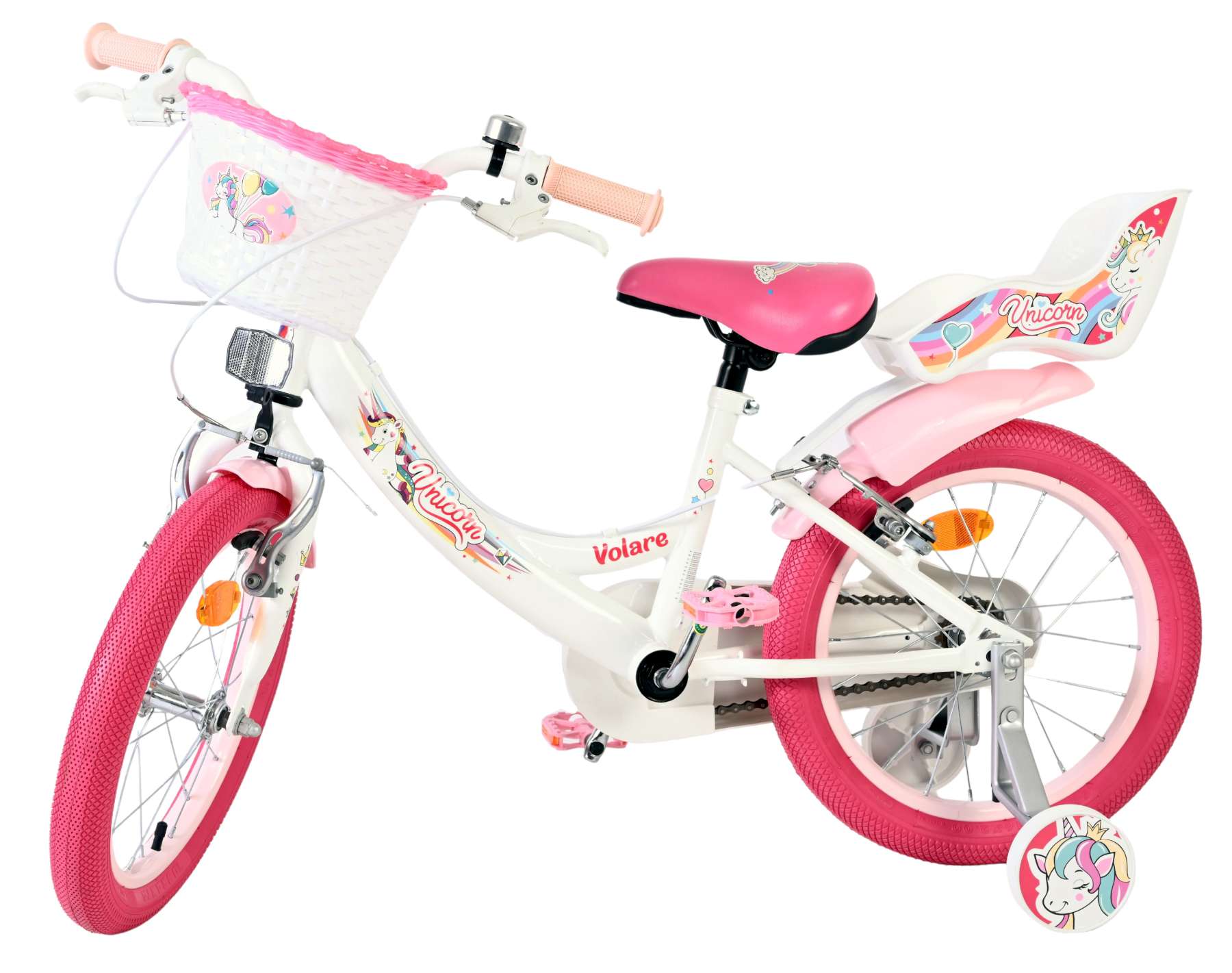 Volare | Meisjes Kinderfiets Unicorn, 16 inch, Wit, Twee Handremmen - Afbeelding 8